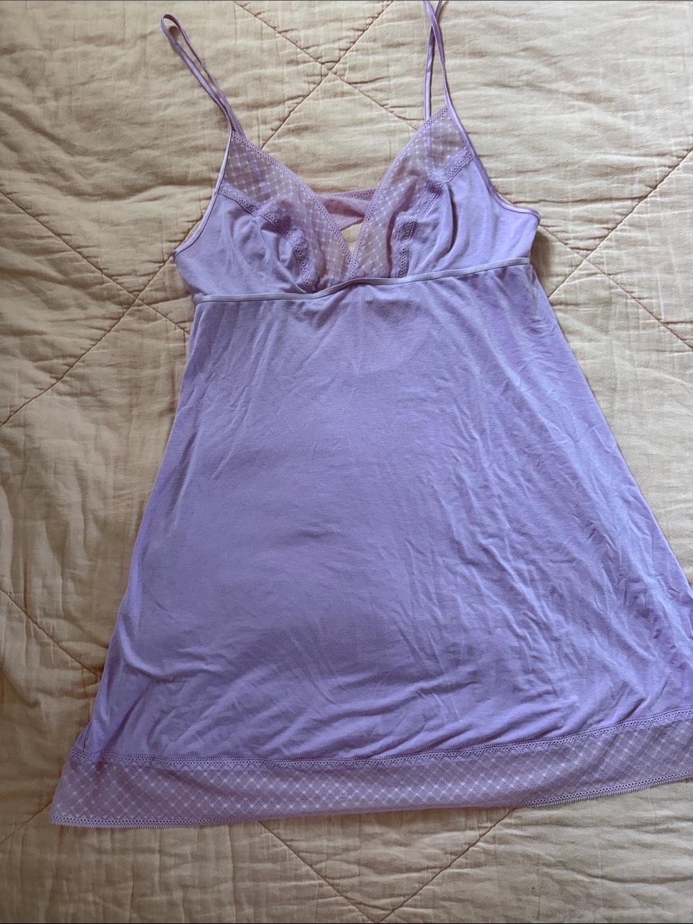 Victoria Secret Lavender Lace-Trim Slip Nightdress -